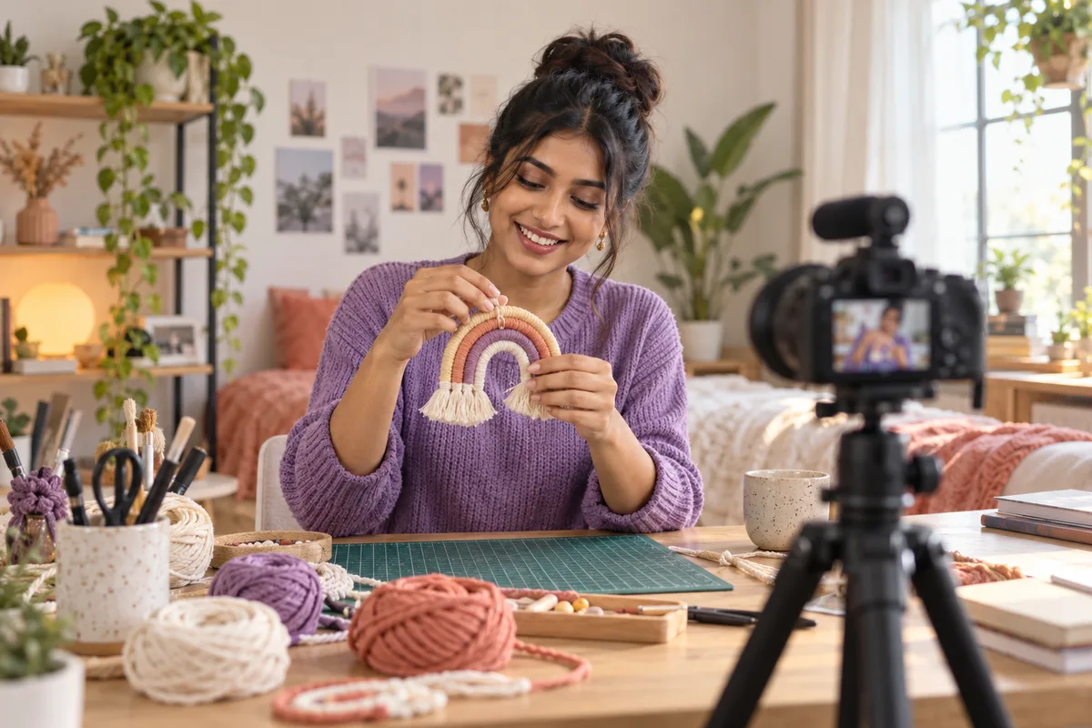 Illustration of a creator filming a craft project
