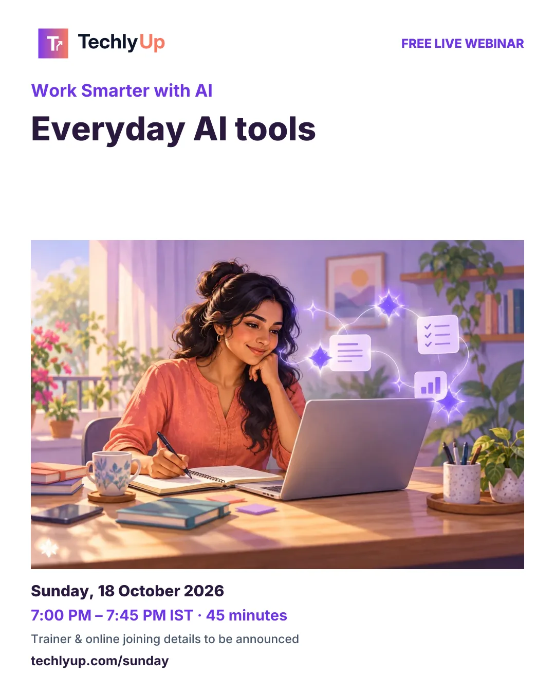 Work Smarter with AI: Everyday AI tools — webinar poster