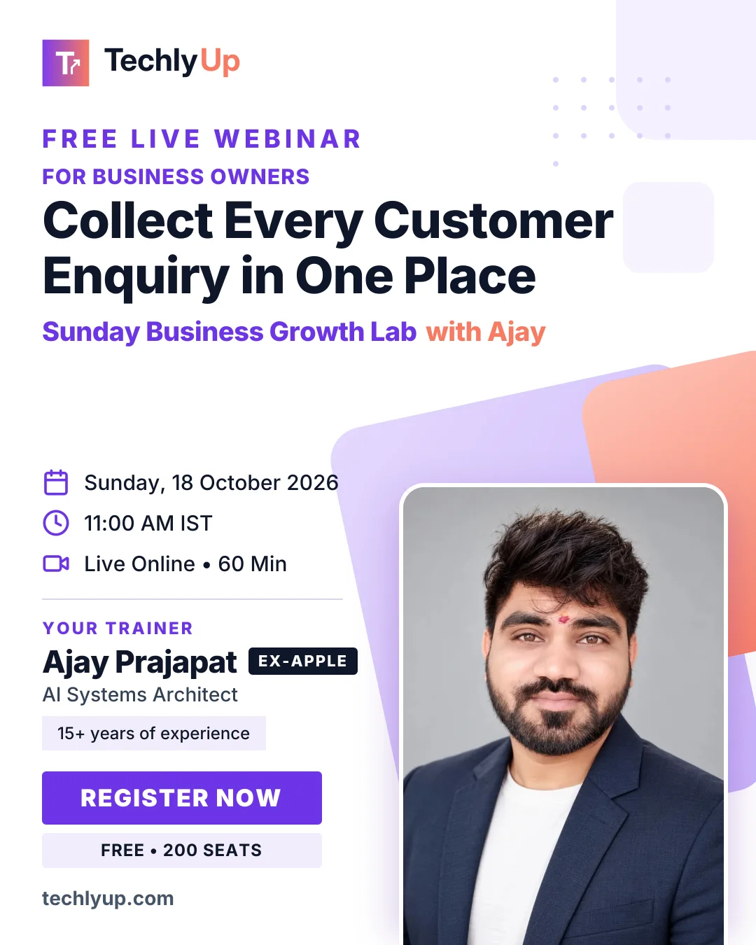 For Business Owners: Collect Every Customer Enquiry in One Place — webinar poster