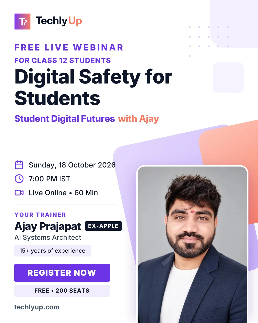 For Class 12 Students: Digital Safety for Students — webinar poster