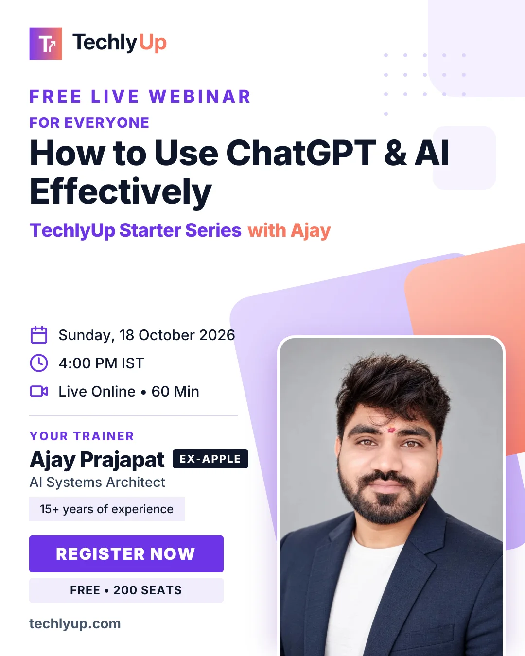 For Everyone: How to Use ChatGPT & AI Effectively — webinar poster