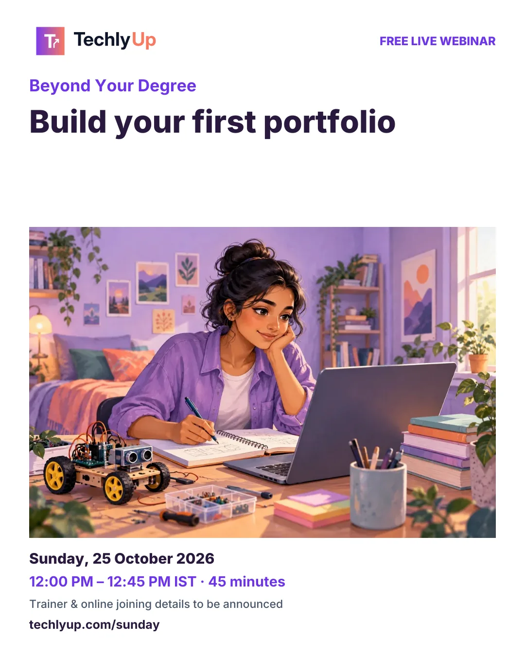 Beyond Your Degree: Build your first portfolio — webinar poster
