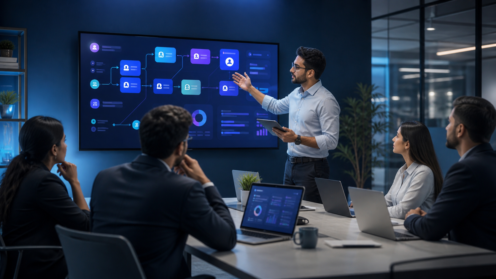 Full Stack Developer Training visual showing teams applying AI workflows in real business use cases